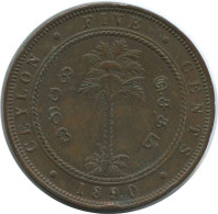 5 CENTS 1890 CEYLON Victoria (1837-1901) Coin #AE798.16.U - Autres – Asie