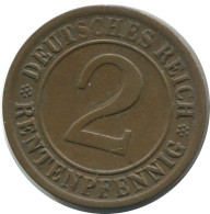 2 RENTENPFENNIG 1924 D GERMANY Coin #AE277.U - 2 Rentenpfennig & 2 Reichspfennig