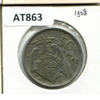 50 PESETAS 1958 SPAIN Coin #AT863.U - 50 Pesetas
