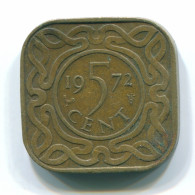 5 CENTS 1972 SURINAME Netherlands Nickel-Brass Colonial Coin #S13043.U - Surinam 1975 - ...