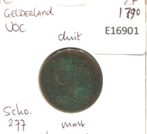 1790 GELDERLAND VOC DUIT NETHERLANDS INDIES NEW YORK COLONIAL PENNY #E16901.8.U - Dutch East Indies