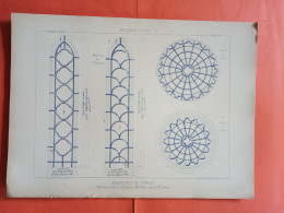 LES METAUX OUVRES 1884 LITHO FER FONTE CUIVRE ZINC " ARMATURES DE VITRAUX BASILIQUE DE SAINT QUENTIN "1 PLANCHE - Architecture