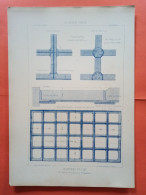 LES METAUX OUVRES 1884 LITHO FER FONTE CUIVRE ZINC " PLANCHER EN FER Mr VILFORT SERRURIER A SAINT QUENTIN " 1 PLANCHE - Architecture