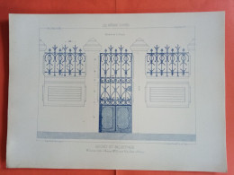 LES METAUX OUVRES 1884 LITHO FER FONTE CUIVRE ZINC " GUICHET ET BALUSTRADE M GENAY ARCHITECTE A NANCY " 1 PLANCHE - Architecture