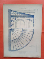 LES METAUX OUVRES 1884 LITHO FER FONTE CUIVRE ZINC " MARQUISE VITREE EXECUTEE POUR MADAME DE CASTRIE PARIS  " 1 PLANCHE - Architecture
