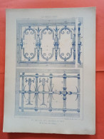 LES METAUX OUVRES 1884 LITHO FER FONTE CUIVRE ZINC " IMPOSTE ET LARMIER DE CAVE Mr CUNY ARCH A NANCY " 1 PLANCHE - Architecture