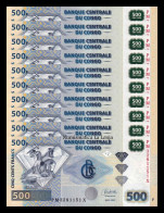 Congo República Democrática Lot 10 Banknotes 500 Francs 2022 (2023) Pick 96e New Sc Unc - Democratic Republic Of The Congo & Zaire