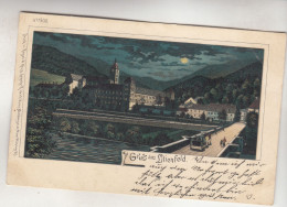 C7355) GRUSS Aus  LILIENFELD - Mondschein - LITHO - Brücke - Kutsche Regel & Krug ALT ! - Lilienfeld