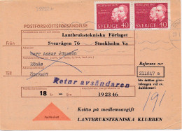 32222# SUEDE POSTFÖRSKOTT 1966 STOCKHOLM ÖSTRABY SWEDEN SVERIGE - Brieven En Documenten