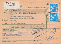 32225# SUEDE INRIKES POSTPAKET TRANGSUND 1968 STOCKHOLM SWEDEN SVERIGE - Storia Postale