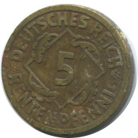 5 REINTENPFENNIG 1924 A ALEMANIA Moneda GERMANY #AD821.9.E - 5 Rentenpfennig & 5 Reichspfennig