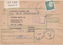 32227# SUEDE INRIKES POSTPAKET STOCKHOLM 1973 KUMLA SWEDEN SVERIGE - Lettres & Documents