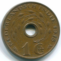 1 CENT 1938 INDIAS ORIENTALES DE LOS PAÍSES BAJOS INDONESIA Bronze #S10274.E - Dutch East Indies