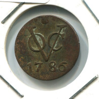 1786 UTRECHT VOC DUIT IINDES NÉERLANDAIS NETHERLANDS NEW YORK COLONIAL PENNY #VOC1662.10.F - Nederlands-Indië