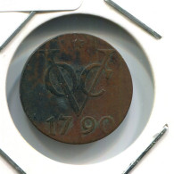 1790 UTRECHT VOC DUIT IINDES NÉERLANDAIS NETHERLANDS NEW YORK COLONIAL PENNY #VOC1779.10.F - Nederlands-Indië