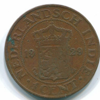 1 CENT 1929 INDES ORIENTALES NÉERLANDAISES INDONÉSIE Copper Colonial Pièce #S10107.F - Nederlands-Indië