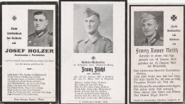 SOLDAT ALLEMAND  3 AVIS DE DECES 1942 1944 - Obituary Notices