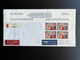 LIECHTENSTEIN 1962 REGISTERED EXPRESS LETTER VADUZ TO HEGENHEIM 02-08-1962 EINSCHREIBEN RECOMMANDE NACHGEBUHR TAXE - Covers & Documents