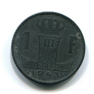 1 FRANC 1943 BELGIQUE-BELGIE BELGIEN BELGIUM Münze #BB405.D - 1 Frank