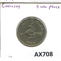 5 NEW PENCE 1968 GUERNSEY Münze #AX708.D - Guernesey