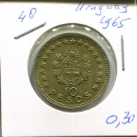 10 PESOS 1965 URUGUAY Münze #AR482.D - Uruguay