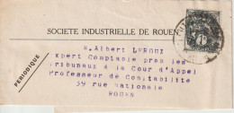 France 1c Blanc Sur Bande Pour Journaux Société Industrielle Rouen - 1900-29 Blanc
