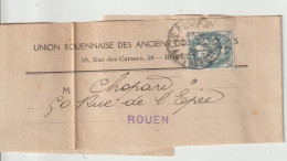 France 1c Blanc Sur Bande Pour Journaux Union Des Anciens Combattants Rouen - 1900-29 Blanc