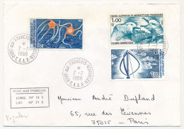 TAAF - Env. Aff 1,00 Fulmar Atlantique + 1,00 Aérogénérateur Darrieus + 0,50 Ophiures, Obl Port Aux Francais...7/7/1988 - Covers & Documents