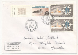 TAAF - Env. Aff 0,15 Glaciologie Forage X2 + 1,50 Canard D'Eston, Obl Port Aux Francais...23/3/1984 - Cartas & Documentos