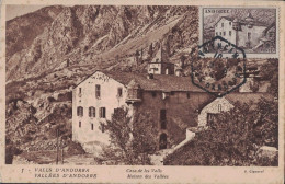 ANDORRE - CARTE MAXIMUM CASA DE LES VALLS - 1946. - Covers & Documents