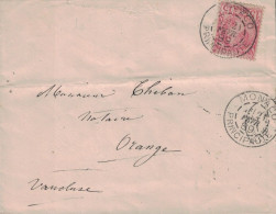 MONACO - PRINCIPAUTE - N°5 SEUL SUR LETTRE POUR ORANGE VAUCLUSE - COTE TIMBRE OBLITERE 45€. - Cartas & Documentos