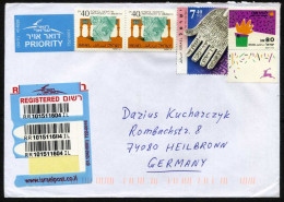 Israel To Germany Registered Mail | Mi 1111, 1887, 1165II - Archaeology In Jerusalem, Jewelery, Silver Objects - Cartas & Documentos