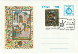 Enveloppe  Illustrée -  Nadal 1991 - Oblitéré Du 29 Novembre 91 Avec Timbre D'Andorre Espagnol 25 Pta - Viguerie Episcopale