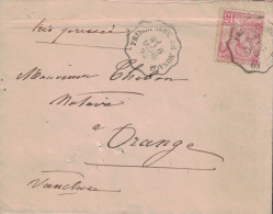 MONACO - PRINCIPAUTE DE MONACO - CONVOYEUR - N°5 SEUL SUR LETTRE POUR ORANGE VAUCLUSE - COTE TIMBRE OBLITERE 45€. - Cartas & Documentos