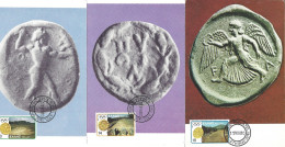 GRECE - 5 CARTES MAXIMUM - Yvert N° 1399 à 1403 - JEUX OLYMPIQUES MOSCOU - MONNAIES ANTIQUES - 2 Scans - Cartoline Maximum