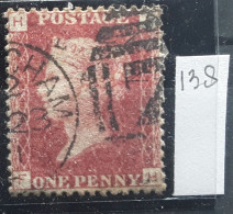 GB Queen Victoria 1858 - 1864 Yvert 26 , One Penny Rouge Planche Plate 138 BIRMINGHAM Cds Cancel , TB - Oblitérés