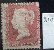 GB Queen Victoria 1858 - 1864 Yvert 26 , One Penny Rouge Planche Plate 210 Obl BTB - Oblitérés