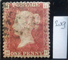 GB Queen Victoria 1858 - 1864 Yvert 26 , One Penny Rouge Planche Plate 209 Obl BTB - Oblitérés