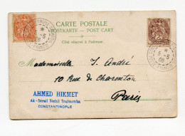 !!! TYPES BLANC SUR CPA, CACHET CONSTANTINOPLE - STAMBOUL POSTE FRANCAISE DU 5/5/1906 - Lettres & Documents