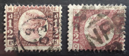 GB Queen Victoria 1870 Yvert 49 ,half Pence Rouge  Planche Plate 3 , 2 Nuances , Obl  TB Cote 70 Euros - Oblitérés