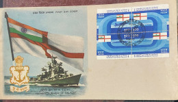 Military, Navy,fighter Plane, Defence, Fleet Review, Setenant Stamps On Fdc,india - Lettres & Documents