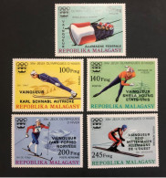 MADAGASCAR, Full Set, 5 Uncirculated Stamps, « Winter Games Innsbruck », « Skiing, Skating, Bob Sledding... », 1976 - Hiver 1976: Innsbruck