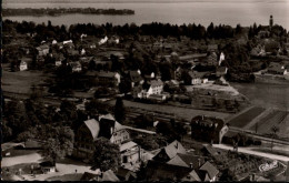 ! S/w Luftbild Ansichtskarte , Lindau Enzisweiler, Hotel Zur Traube, Bahnhof, Eisenbahnstrecke, 1958 - Lindau A. Bodensee