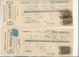 2 LETTRES DE CHANGES TIMBREES E.GUILLOU -MATERIAUX DE CONSTRUCTIONS -LA ROCHE SUR YON - VENDEE -ANNEE 1923 - Bills Of Exchange