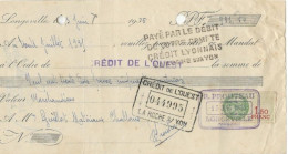 LETTRE DE CHANGE - TUILERIE MECANIQUE -R PROUTEAU - LONGEVILLE - VENDEE   ANNEE 1935 - Wechsel