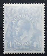 AUSTRALIA AUSTRALIE 1914 - 1923 King George V,  Yvert No 29, 4 P Outremer Neuf * MH Quasi MNH TB - Mint Stamps