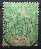SENEGAMBIE ET NIGER  1903 , Type Groupe Yvert No 4, 5 C Vert Jaune  Obl Centrale   ,TB - Used Stamps