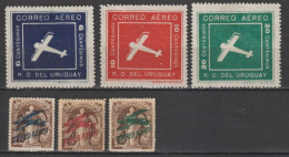 URUGUAY - POSTE AERIENNE 1921/1924 - SERIES COMPLETES YVERT N°1/6  * MH - COTE = 42 EUR - Uruguay