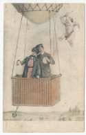 CPA AK CARTE POSTALE SAIN-VALENTIN ANGE CUPIDON ET COUPLE EN BALLON DIRIGEABLE 1904 - Valentine's Day