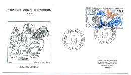 TAAF - Enveloppe FDC - 1,10 La Protistologie - Obl. Port Aux Français - Kerguelen - 1/1/1990 - FDC